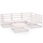 vidaXL Set Divani da Giardino 5 pz Bianco in Legno Massello di Pino vidaXL Set Divani da Giardino 5 pz Bianco in Legno Massello di Pino