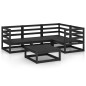 vidaXL Set Divani da Giardino 5 pz Nero in Legno Massello di Pino vidaXL Set Divani da Giardino 5 pz Nero in Legno Massello di Pino