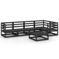 vidaXL Set Divani da Giardino 6 pz Nero in Legno Massello di Pino