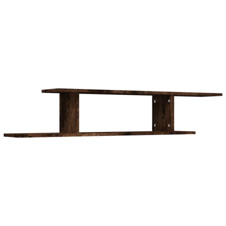 Scaffale TV a Parete Rovere Fumo 125x18x23 cm Legno Multistrato