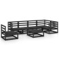 vidaXL Set Divani da Giardino 7 pz Nero in Legno Massello di Pino vidaXL Set Divani da Giardino 7 pz Nero in Legno Massello di Pino