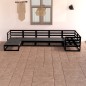 vidaXL Set Divani da Giardino 7 pz Nero in Legno Massello di Pino