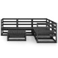 vidaXL Set Divani da Giardino 6 pz Nero in Legno Massello di Pino vidaXL Set Divani da Giardino 6 pz Nero in Legno Massello di Pino