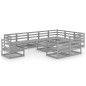 vidaXL Set Divani da Giardino 11 pz Grigi in Legno Massello di Pino
