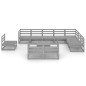 vidaXL Set Divani da Giardino 11 pz Grigi in Legno Massello di Pino