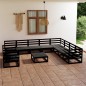 vidaXL Set Divani da Giardino 11 pz Nero in Legno Massello di Pino vidaXL Set Divani da Giardino 11 pz Nero in Legno Massello di Pino
