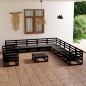 vidaXL Set Divani da Giardino 12 pz Nero in Legno Massello di Pino vidaXL Set Divani da Giardino 12 pz Nero in Legno Massello di Pino