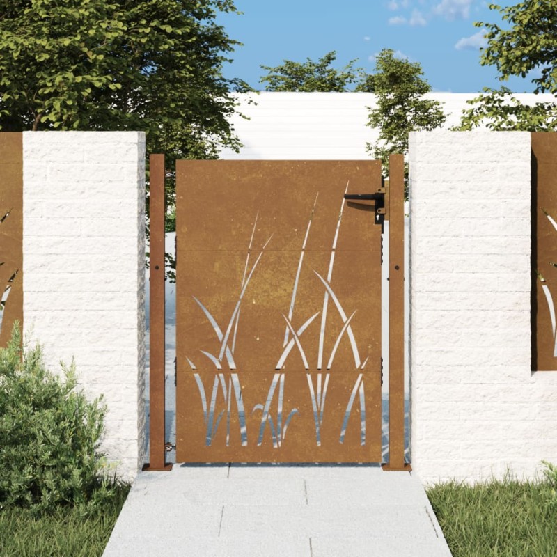 vidaXL Cancello da Giardino 105x130 cm in Acciaio Corten Design Erba vidaXL Cancello da Giardino 105x130 cm in Acciaio Corten Design Erba