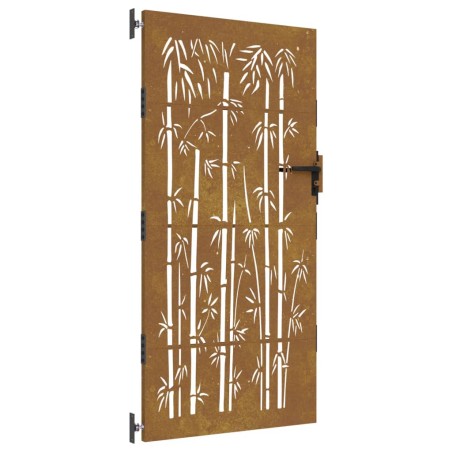 vidaXL Cancello da Giardino 85x200 cm in Acciaio Corten Design Bambù