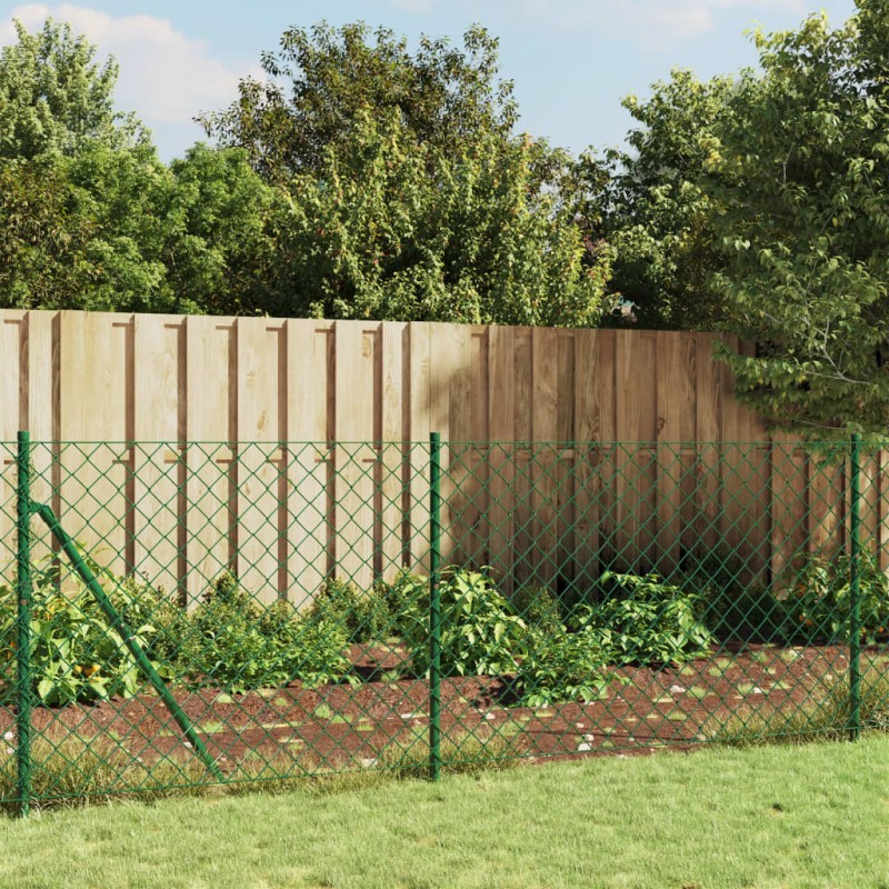 vidaXL Recinzione a Rete con Picchetti Ancoraggio Verde 1x10 m vidaXL Recinzione a Rete con Picchetti Ancoraggio Verde 1x10 m