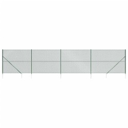 vidaXL Recinzione a Rete con Picchetti Ancoraggio Verde 1,6x10 m