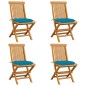vidaXL Sedie da Giardino con Cuscini Azzurro 4 pz in Massello di Teak vidaXL Sedie da Giardino con Cuscini Azzurro 4 pz in Massello di Teak