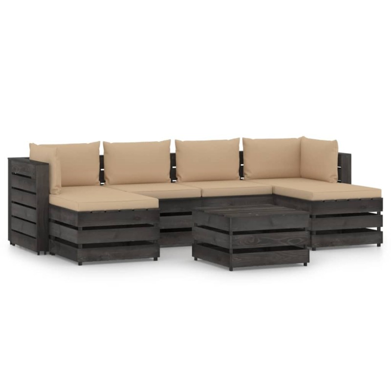 vidaXL Set Salotto da Giardino 7pz con Cuscini Legno Impregnato Grigio vidaXL Set Salotto da Giardino 7pz con Cuscini Legno Impregnato Grigio