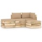 vidaXL Set Divani da Giardino con Cuscini 4 pz Legno Impregnato Verde vidaXL Set Divani da Giardino con Cuscini 4 pz Legno Impregnato Verde