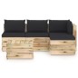 vidaXL Set Salotto da Giardino con Cuscini 5 pz Legno Impregnato Verde vidaXL Set Salotto da Giardino con Cuscini 5 pz Legno Impregnato Verde