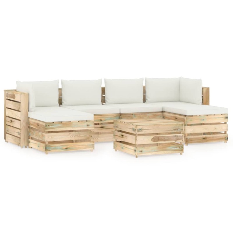 vidaXL Set Divani da Giardino con Cuscini 7 pz Legno Impregnato Verde vidaXL Set Divani da Giardino con Cuscini 7 pz Legno Impregnato Verde