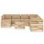 vidaXL Set Divani da Giardino con Cuscini 9 pz Legno Impregnato Verde vidaXL Set Divani da Giardino con Cuscini 9 pz Legno Impregnato Verde