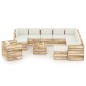 vidaXL Set Salotto da Giardino con Cuscini 12pz Legno Impregnato Verde vidaXL Set Salotto da Giardino con Cuscini 12pz Legno Impregnato Verde
