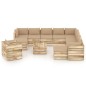 vidaXL Set Salotto da Giardino con Cuscini 12pz Legno Impregnato Verde