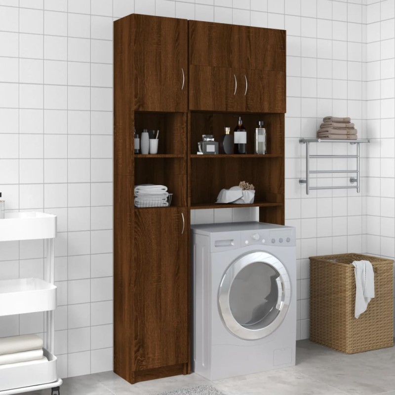 vidaXL Armadietto Bagno Rovere Marrone 32x25,5x190cm Legno Multistrato vidaXL Armadietto Bagno Rovere Marrone 32x25,5x190cm Legno Multistrato