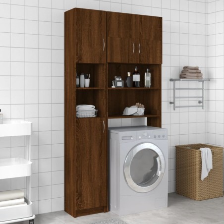vidaXL Armadietto Bagno Rovere Marrone 32x25,5x190cm Legno Multistrato