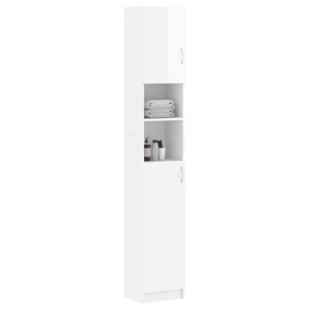 vidaXL Armadio da Bagno Bianco Lucido 32x25,5x190 cm in Truciolato