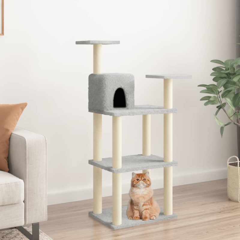 vidaXL Albero per Gatti con Tiragraffi in Sisal Grigio Chiaro 119 cm vidaXL Albero per Gatti con Tiragraffi in Sisal Grigio Chiaro 119 cm