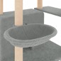 vidaXL Albero per Gatti con Tiragraffi in Sisal Grigio Chiaro 166 cm