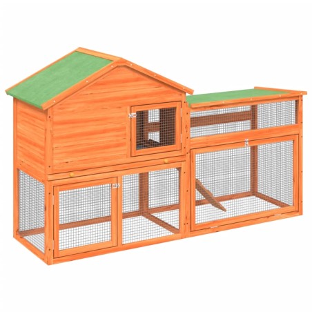 vidaXL Conigliera Marrone 185,5x60,5x109,5cm in Legno Massello di Pino