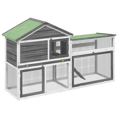 vidaXL Conigliera Grigia 185,5x60,5x109,5cm in Legno Massello di Pino