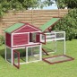 vidaXL Conigliera Rossa 185,5x60,5x109,5 cm in Legno Massello di Pino vidaXL Conigliera Rossa 185,5x60,5x109,5 cm in Legno Massello di Pino