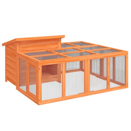 vidaXL Conigliera Marrone 144x123x67,5 cm in Legno Massello di Pino