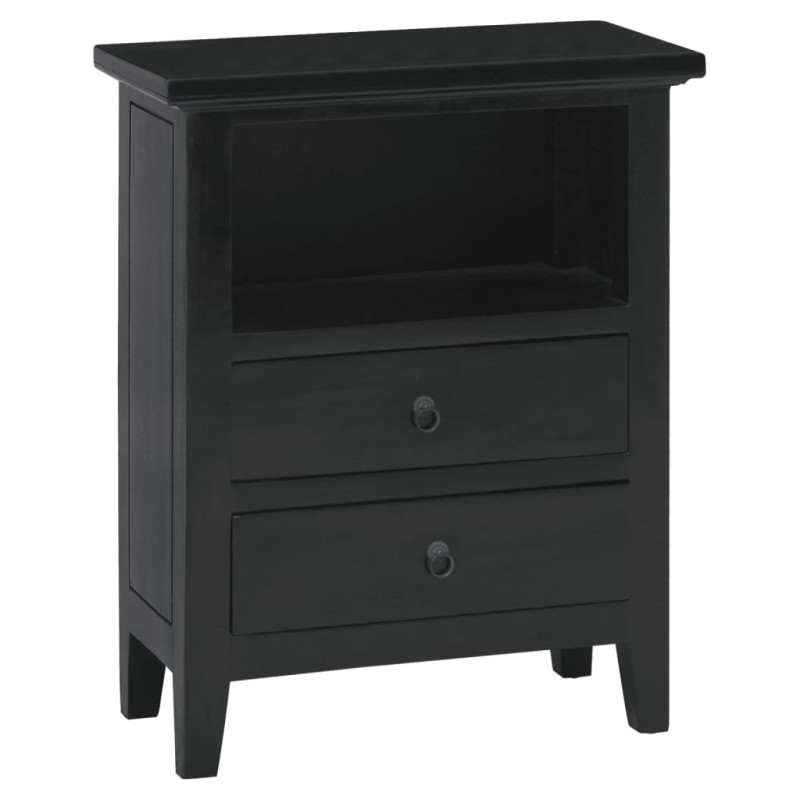 vidaXL Comodino Nero 60x30x75 cm in Legno Massello di Mogano vidaXL Comodino Nero 60x30x75 cm in Legno Massello di Mogano