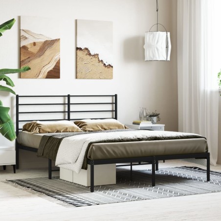 vidaXL Giroletto con Testiera in Metallo Nero 140x190 cm