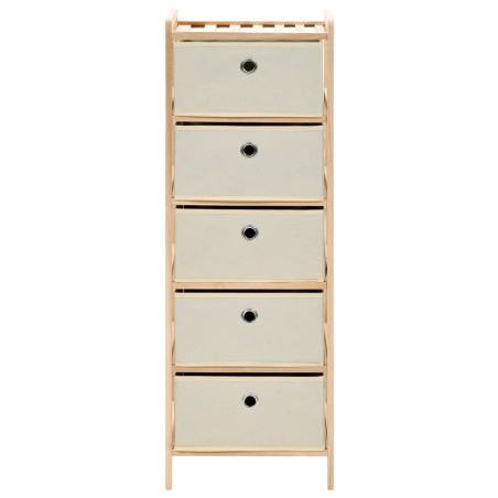 Armadietto in Cedro con 5 Cesti in Tessuto Beige