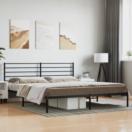 vidaXL Giroletto con Testiera in Metallo Nero 193x203 cm