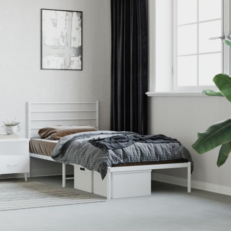 vidaXL Giroletto con Testiera Metallo Bianco 100x190 cm