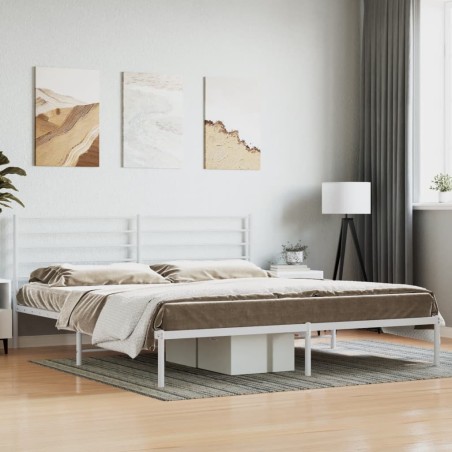 vidaXL Giroletto con Testiera Metallo Bianco 193x203 cm
