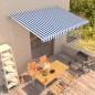 Tenda da Sole Retrattile Automatica 450x300 cm Blu e Bianca Tenda da Sole Retrattile Automatica 450x300 cm Blu e Bianca