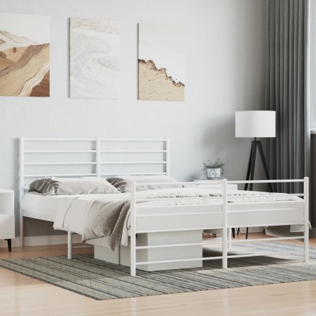 vidaXL Giroletto con Testiera e Pediera Metallo Bianco 120x190 cm