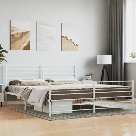 vidaXL Giroletto con Testiera e Pediera Metallo Bianco 183x213 cm