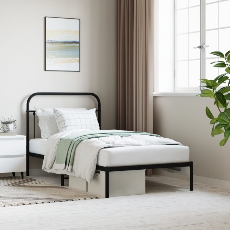 vidaXL Giroletto con Testiera in Metallo Nero 100x190 cm