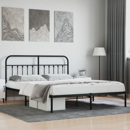 vidaXL Giroletto con Testiera in Metallo Nero 183x213 cm