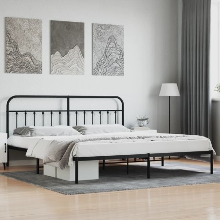 vidaXL Giroletto con Testiera in Metallo Nero 193x203 cm
