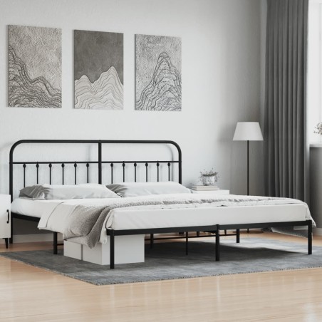 vidaXL Giroletto con Testiera in Metallo Nero 200x200 cm