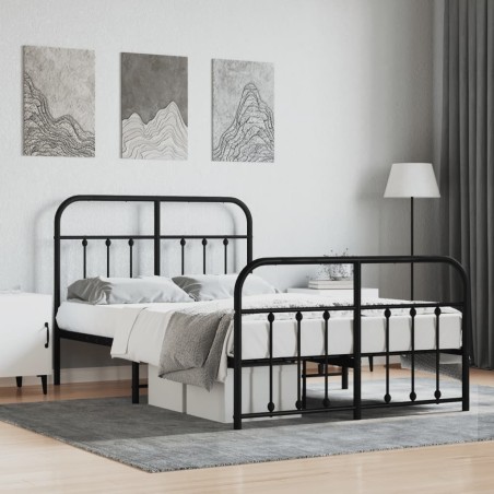 vidaXL Giroletto con Testiera e Pediera Metallo Nero 120x200 cm