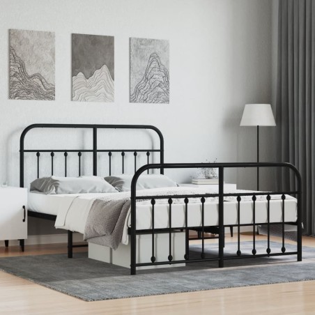 vidaXL Giroletto con Testiera e Pediera Metallo Nero 135x190 cm