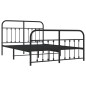 vidaXL Giroletto con Testiera e Pediera Metallo Nero 135x190 cm vidaXL Giroletto con Testiera e Pediera Metallo Nero 135x190 cm