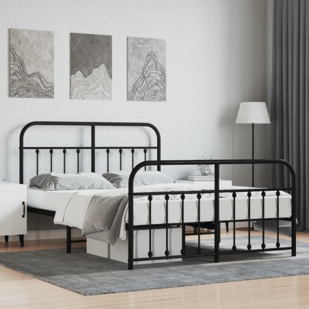 vidaXL Giroletto con Testiera e Pediera Metallo Nero 150x200 cm