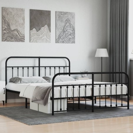 vidaXL Giroletto con Testiera e Pediera Metallo Nero 183x213 cm